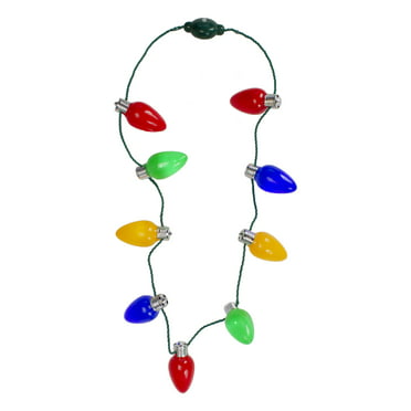 Holiday Cheer Seasonal Festive Christmas Jumbo Light Bulb Necklace Lights Up!